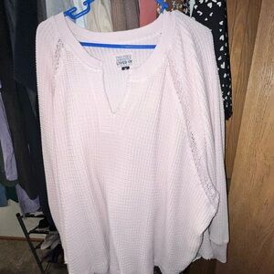 American Eagle Pink Waffle Knit Top (Seriously Lived-In Line)
